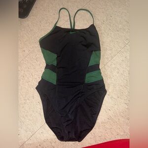 Nike Women's Black and Green Swimsuit